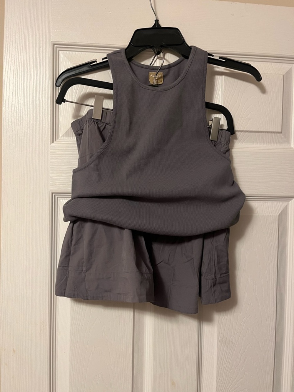 Free People/ free-est Milani Tank Top Mini Skirt Boho Cotton Set Gray Size M - Picture 4 of 5